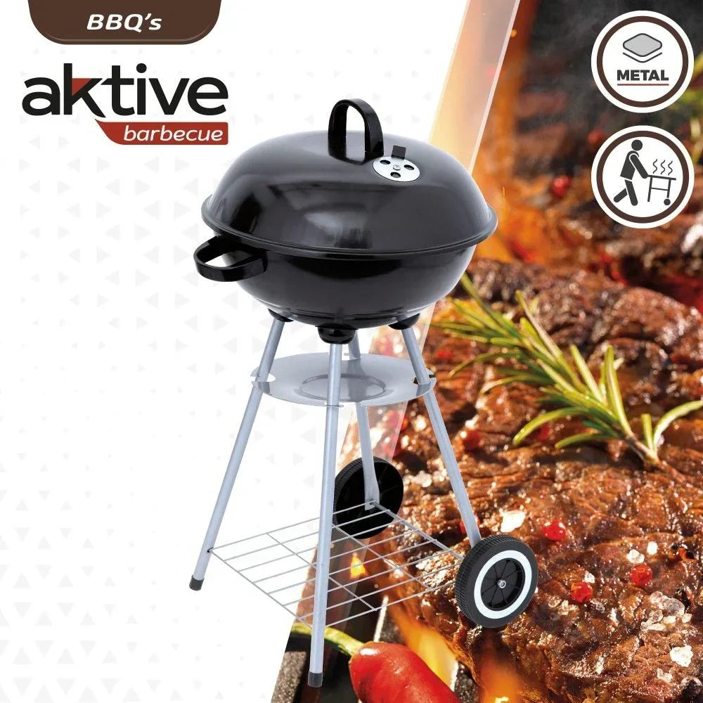 Okrągły grill węglowy Aktive z pokrywą