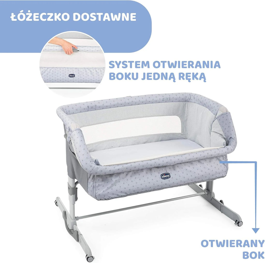 Chicco Next2Me Dream Dostawka Dziecięca - Do Wspólnego Spania z Dzieckiem, Materac, Funkcja Bujania, Otwierany Bok, Regulacja Wysokości, Okienka z Siateczki, Kółka i Torba Podróżna, 0-6 miesięcy, 9 kg