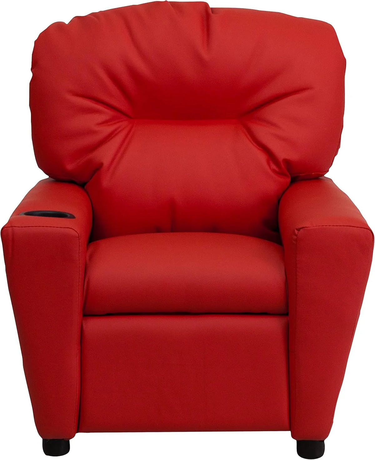 Flash Furniture Contemporary Kids Recliner with Cup Holder, Wood, Beige Vinyl, 26" x 21" x 21"