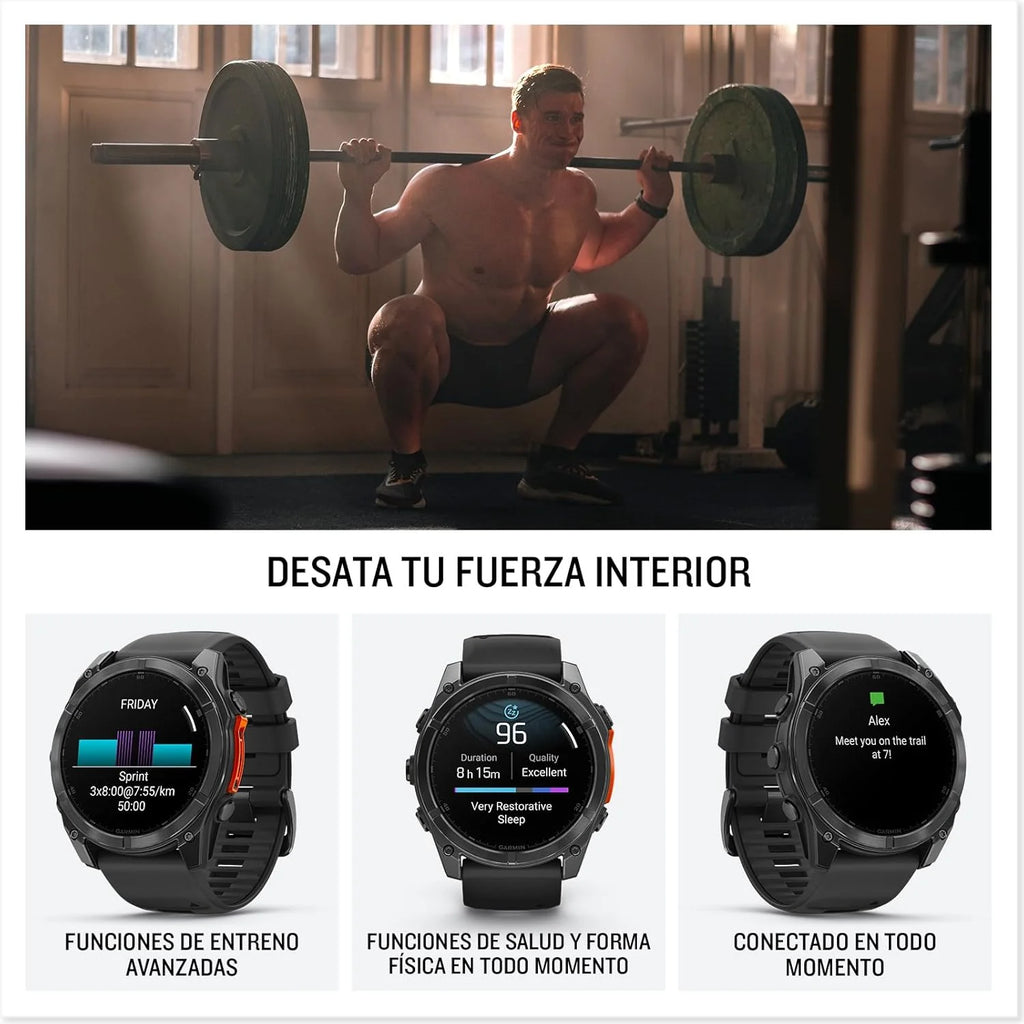 Garmin fēnix 8-51mm - Wysokowydajny multisportowy zegarek GPS z ekranem dotykowym AMOLED, latarką LED, wbudowanym głośnikiem i mikrofonem, mapami i do 29 dni pracy na baterii, czarny