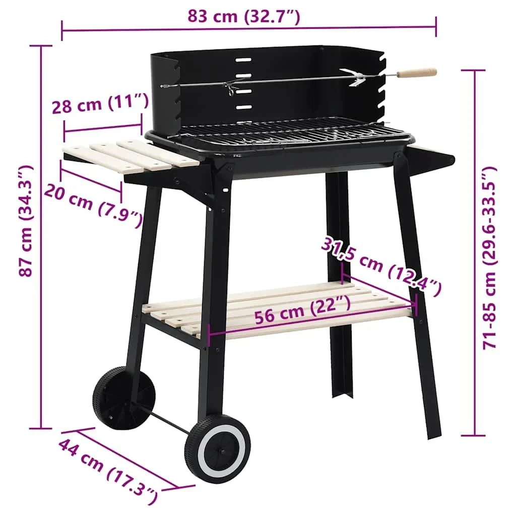 Grill węglowy na kółkach Vidaxl