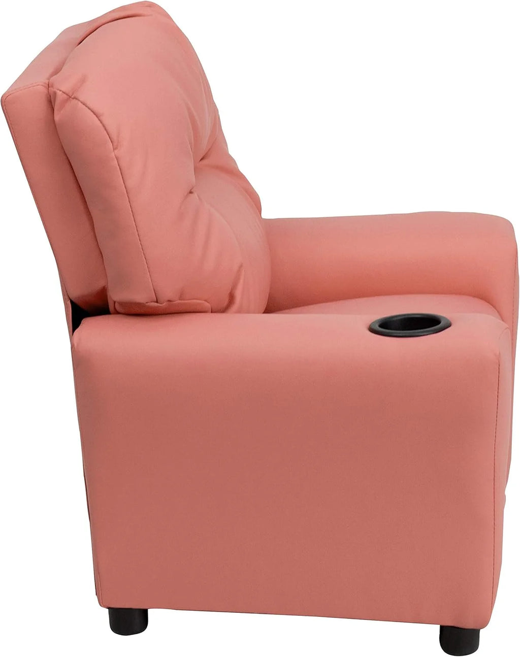 Flash Furniture Contemporary Kids Recliner with Cup Holder, Wood, Beige Vinyl, 26" x 21" x 21"