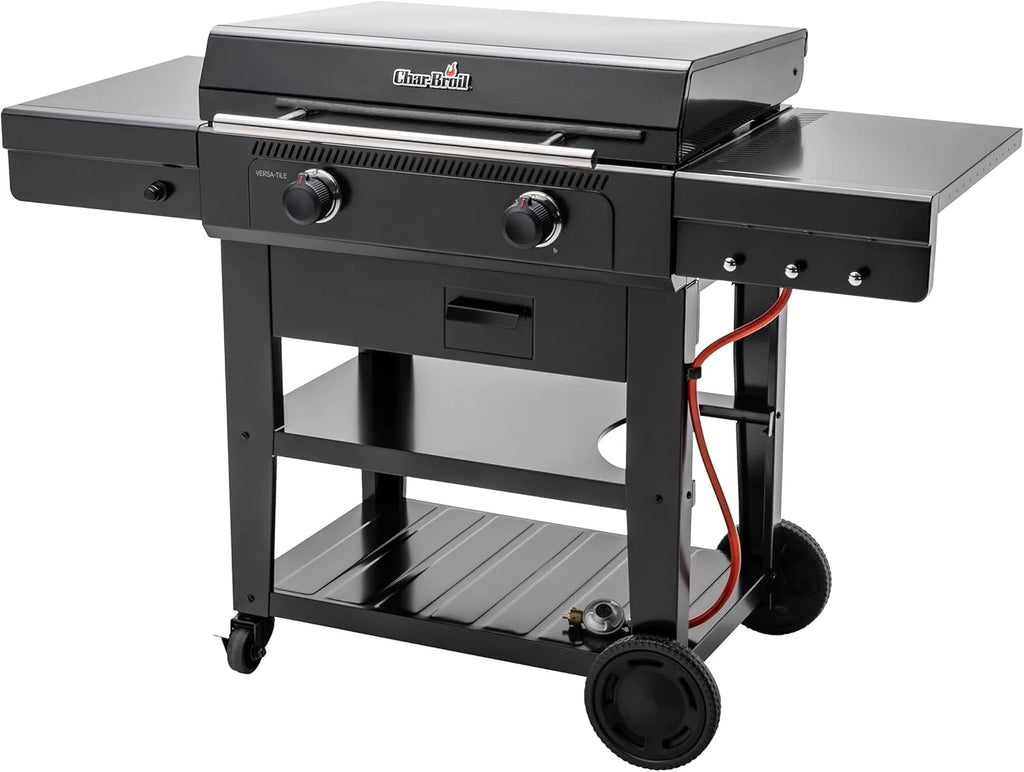 Char-Broil Grill Gazowy Versa-Tile, 2-Strefowy Grill Płytowy, Powierzchnia Gotowania: 70 x 50 cm, System Modułowy 3 w 1: Płyta, Ruszt i Piec do Pizzy