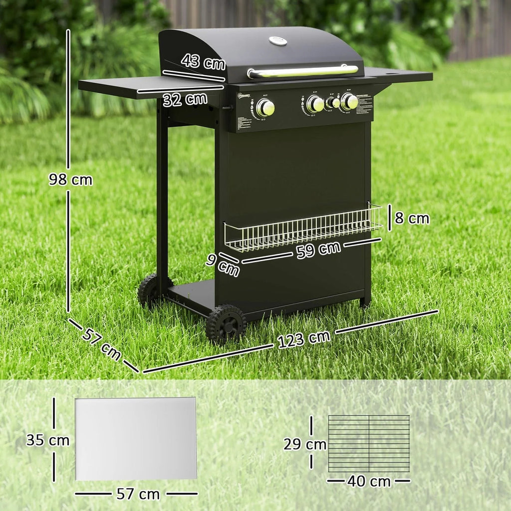 Gazowy grill ze stali nierdzewnej ABS 123x57x98 cm - Outsunny. Czarny