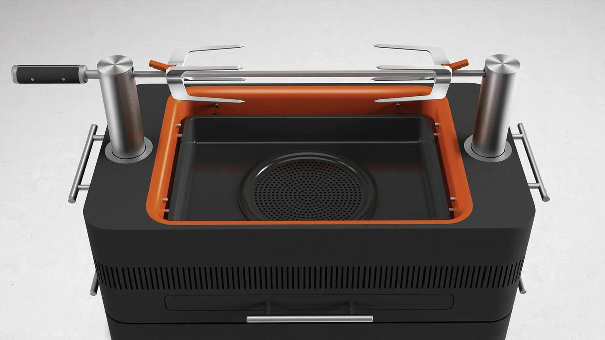 2026 Grill Węglowy z Zapłonem Elektrycznym – 1400W Szybki Zapłon Płomieniem™ – Zawiera Rożen Obrotowy (15 kg) i Stojak