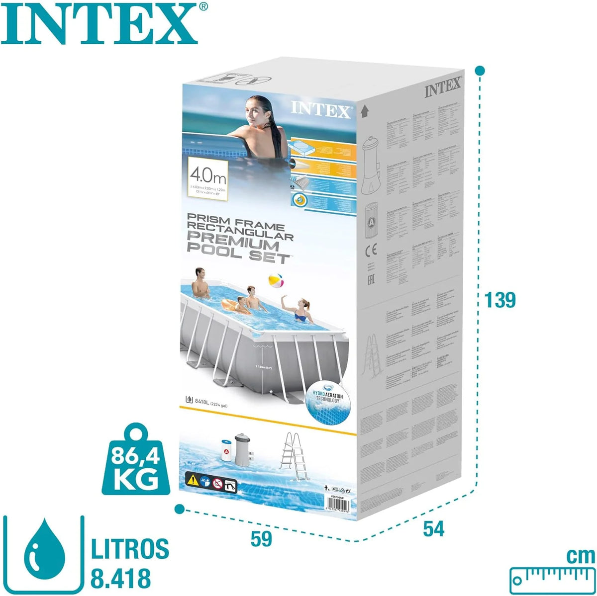 INTEX 55243 - Prostokątny basen stelażowy Prism Frame z pompą filtrującą