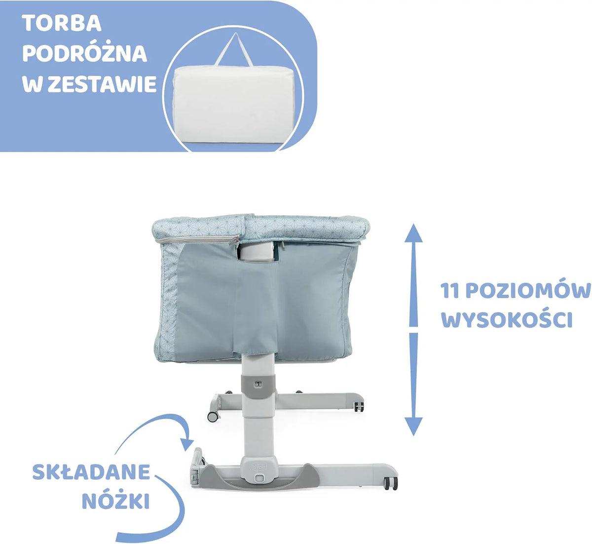 Chicco Next2Me Dream Dostawka Dziecięca - Do Wspólnego Spania z Dzieckiem, Materac, Funkcja Bujania, Otwierany Bok, Regulacja Wysokości, Okienka z Siateczki, Kółka i Torba Podróżna, 0-6 miesięcy, 9 kg