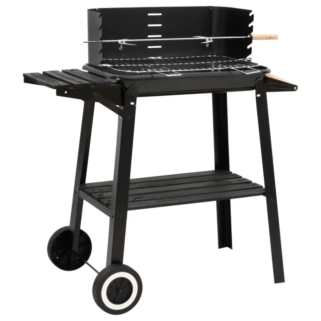 Grill węglowy na kółkach, stal, czarny, Vidaxl