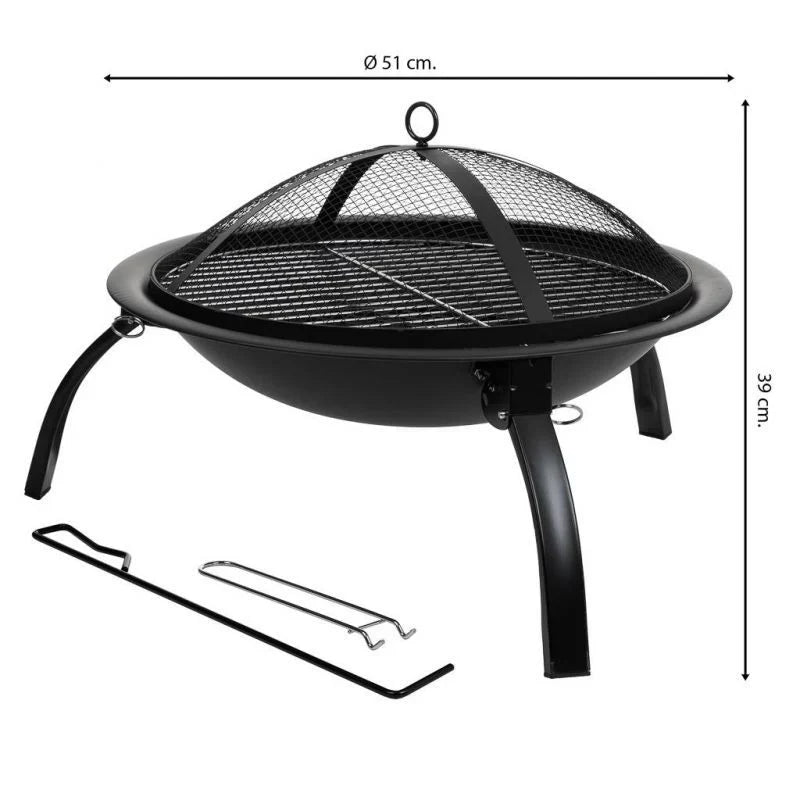 Czarny metalowy grill zewnętrzny z rusztem