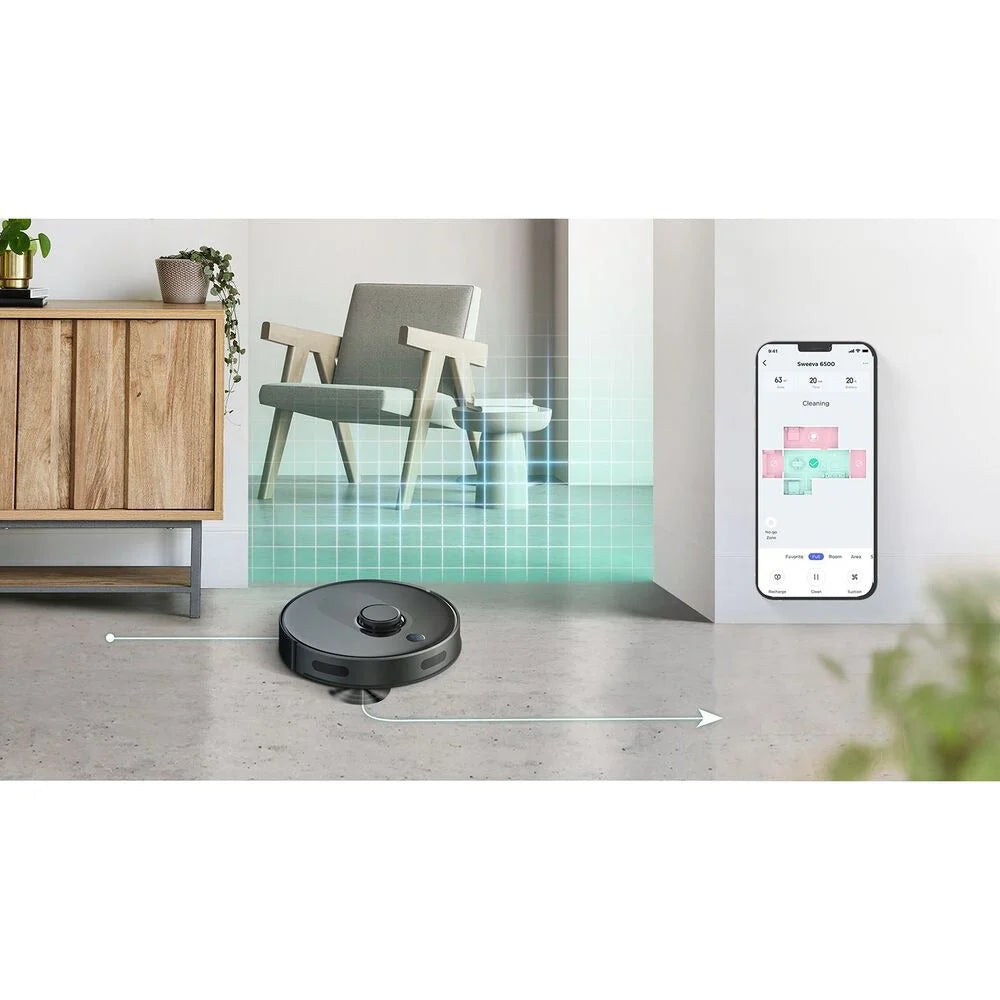 TCL Sweeva 6500 Black Robot Vacuum Cleaner, 2700 Pa, 4 Operating Modes