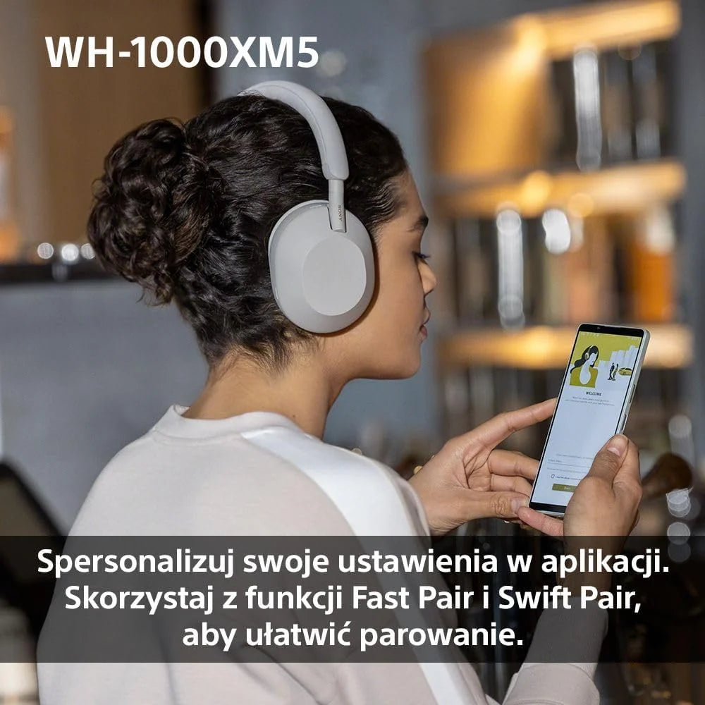 Sony WH-1000XM5 ANC Bezprzewodowe słuchawki nauszne z redukcją hałasu, Bluetooth, krystalicznie czystą jakością rozmów, Hi-Res, do 30 godzin pracy na baterii, szybkie ładowanie, Alexa i Asystent Google, iOS i Android - Czarne