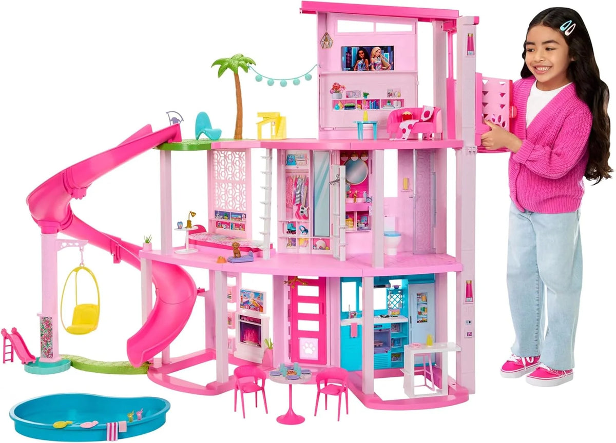 Barbie Dreamhouse 2023 3-piętrowy domek dla lalek z ponad 75 meblami i akcesoriami, od 3 lat (Mattel HMX10)