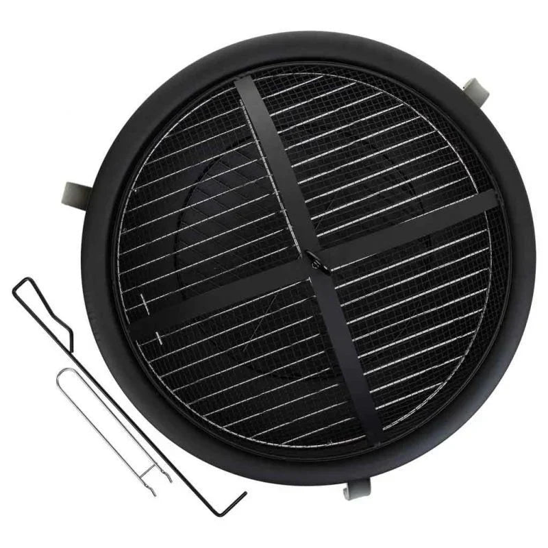 Czarny metalowy grill zewnętrzny z rusztem