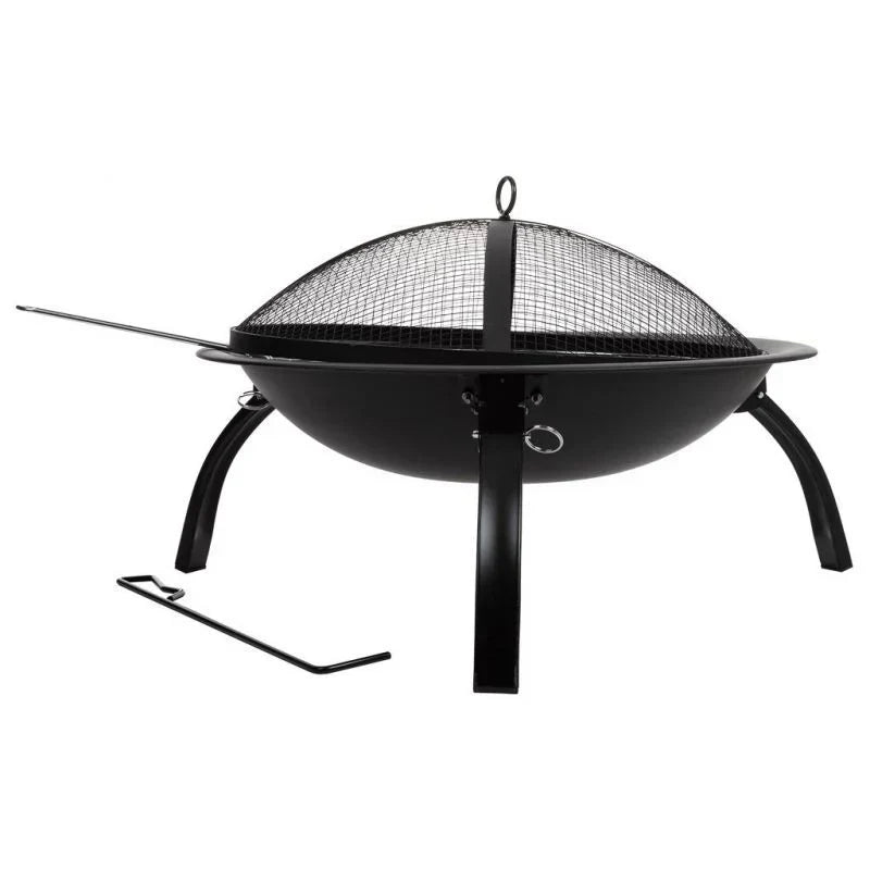 Czarny metalowy grill zewnętrzny z rusztem