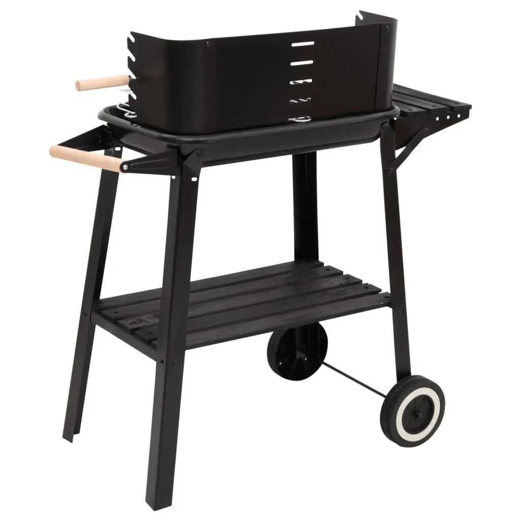 Grill węglowy na kółkach, stal, czarny, Vidaxl
