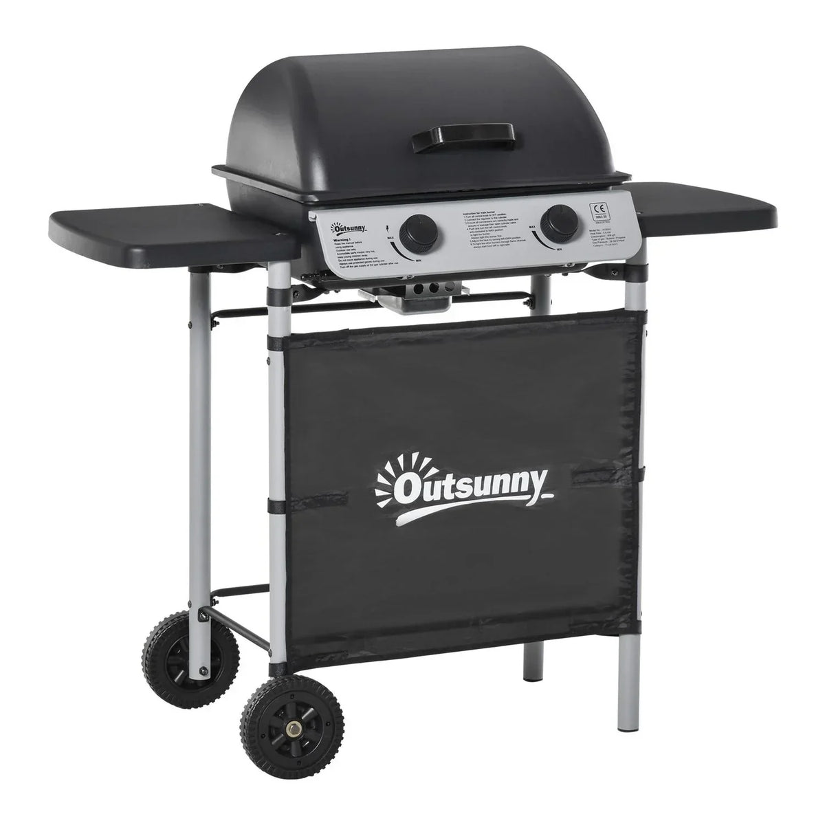 Grill Gazowy Outsunny Stal PP, 104x49x99 cm, Czarny