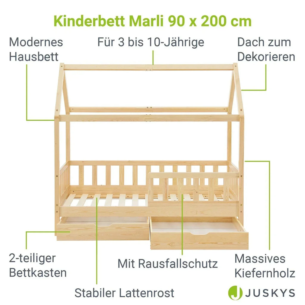 2026 Łóżko dziecięce Marli 90 x 200 cm ze schowkami