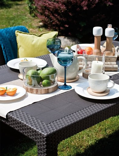 Keter CORFU FIESTA Garden Furniture Set Table Sofa Armchair for Terrace graphite