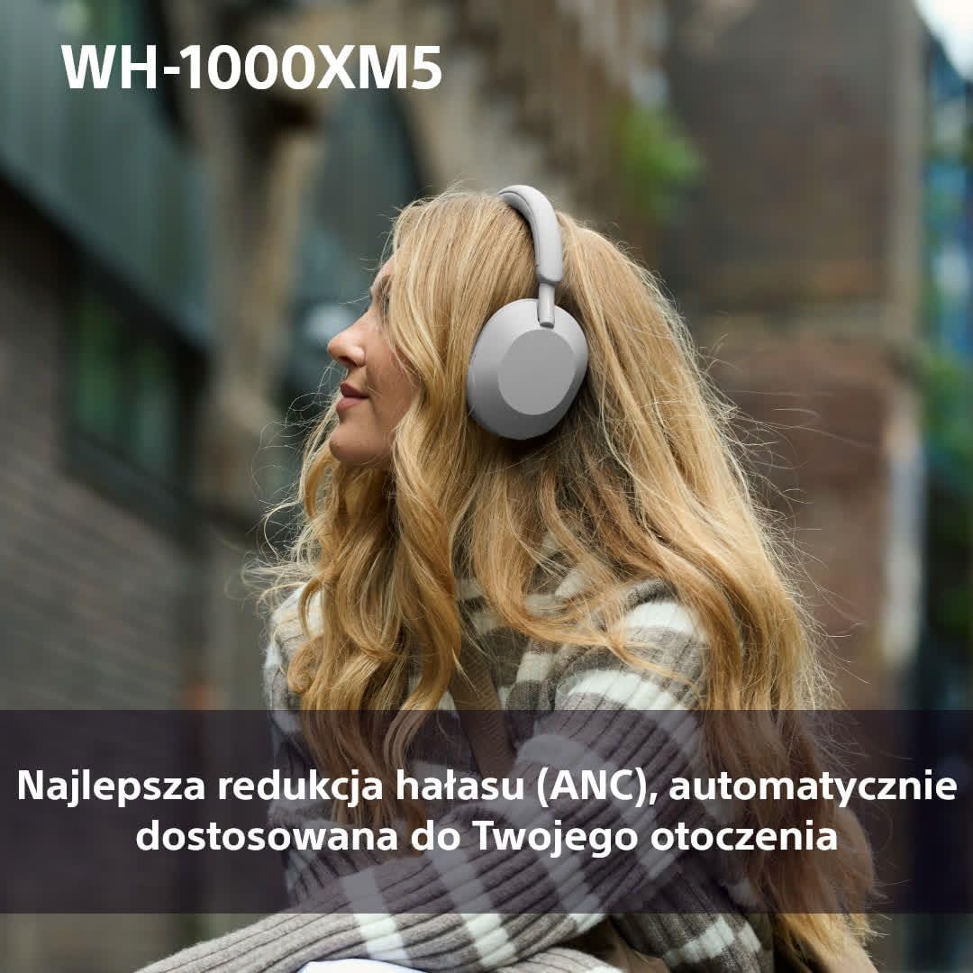 Sony WH-1000XM5 ANC Bezprzewodowe słuchawki nauszne z redukcją hałasu, Bluetooth, krystalicznie czystą jakością rozmów, Hi-Res, do 30 godzin pracy na baterii, szybkie ładowanie, Alexa i Asystent Google, iOS i Android - Czarne