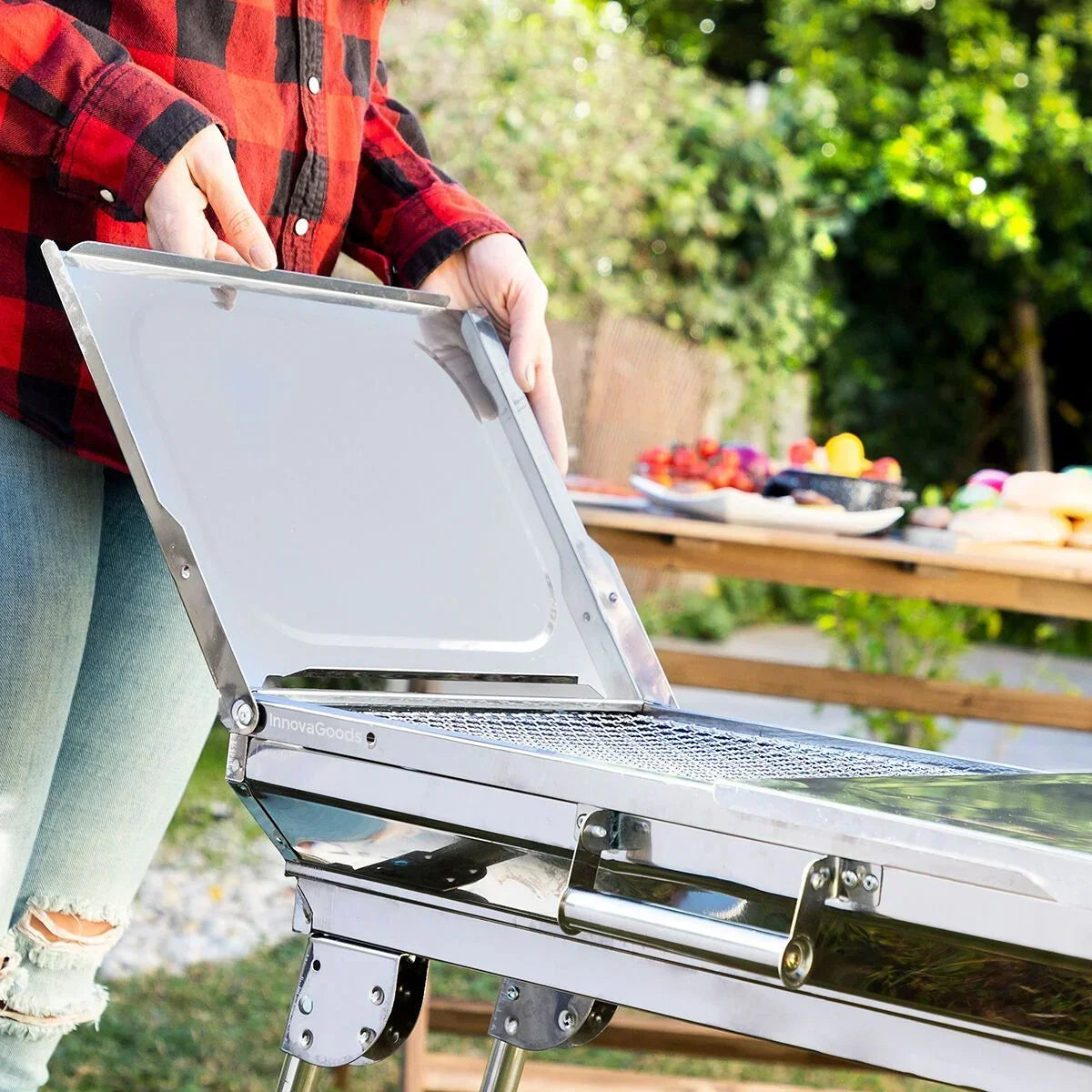 Innowacyjny składany grill węglowy ze stali nierdzewnej InnovaGoods