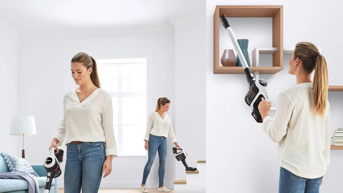 Bosch BBS611AM Unlimited Seria | 6 – Odkurzacz 2w1 pionowy i ręczny, bezworkowy i bezprzewodowy, akumulator 18V, kolor biały