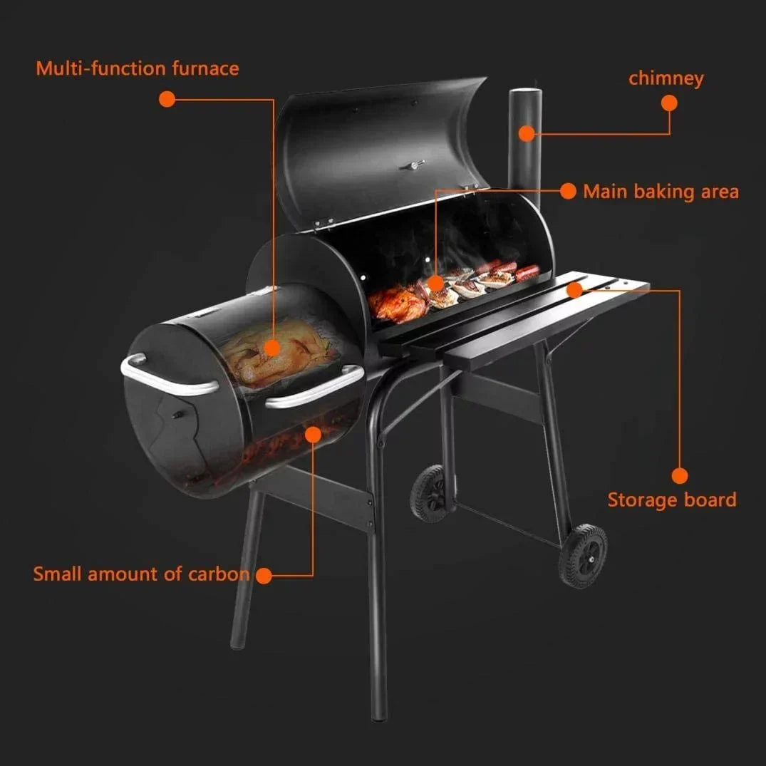 2026 Grill węglowy Vebreda do użytku zewnętrznego – Grill, wędzarnia i rożen na taras i do ogrodu