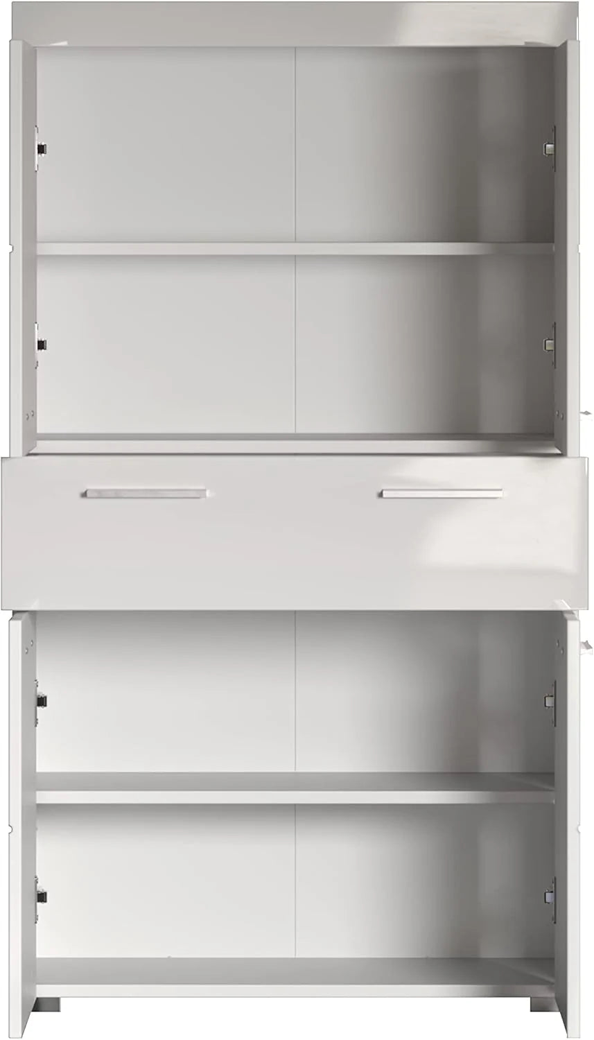 trendteam smart living Szafka wysoka do łazienki Amanda, 73 x 132 x 31 cm, biała i biała o wysokim połysku z szufladą i dużą ilością miejsca do przechowywania