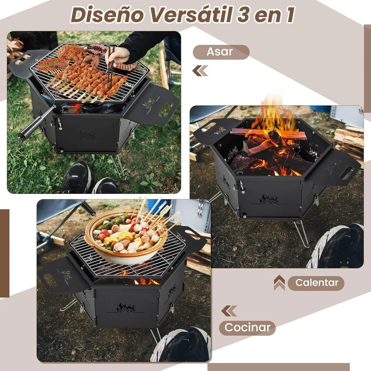 Barbacoa Carbon Grande Grill Węglowy I Na Drewno Z Składanym Korpusiem I Nóżkami Costway 77 X 74 X 38 Cm