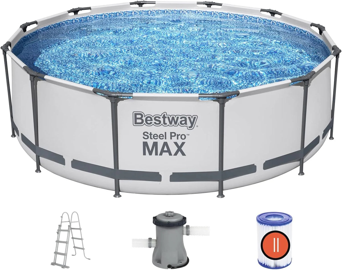 BESTWAY 56418 - Basen rozporowy Steel Pro MAX 366 x 100 cm, z pompą filtrującą 2.006 l/h i drabinką