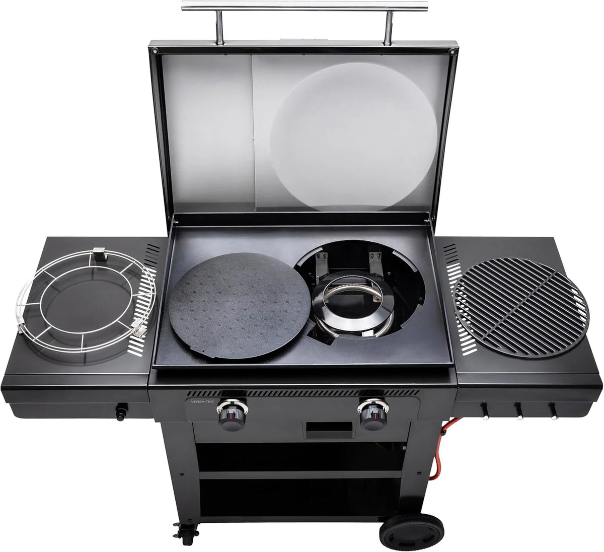 Char-Broil Grill Gazowy Versa-Tile, 2-Strefowy Grill Płytowy, Powierzchnia Gotowania: 70 x 50 cm, System Modułowy 3 w 1: Płyta, Ruszt i Piec do Pizzy