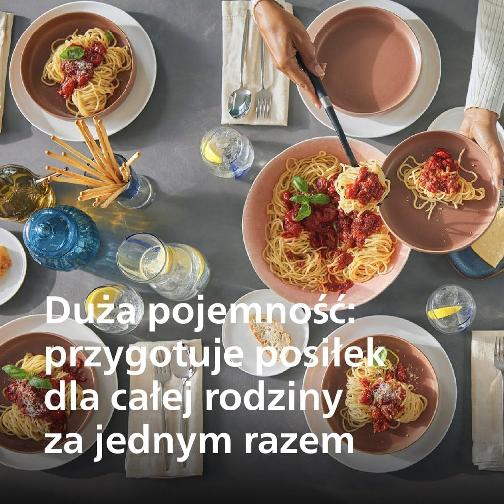 Philips Pasta Maker z serii 7000 - Technologia ProExtrude, Automatyczne ważenie, 8 tarcz do makaronu, Idealne ciasto, Łatwe czyszczenie, Czarny (HR2665/93)