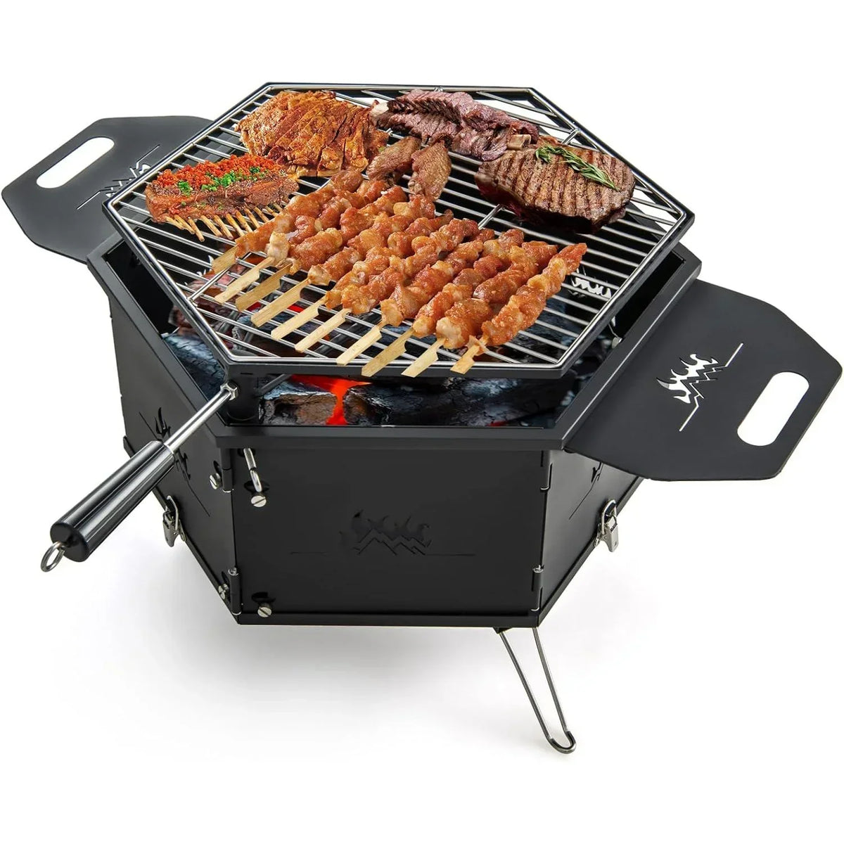 Barbacoa Węglowa Grande Grill Węglowy I Na Drewno Z Rozkładanym Korpusem I Nóżkami Costway 77 X 74 X 38 Cm