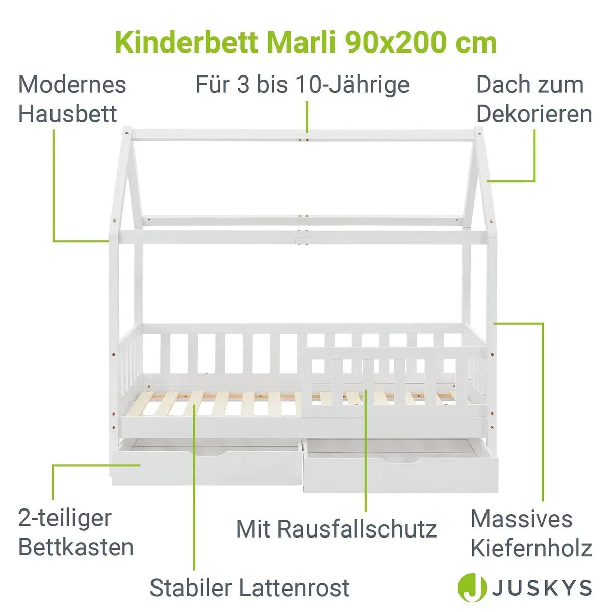 2026 Łóżko dziecięce Marli 90 x 200 cm z szufladami do przechowywania