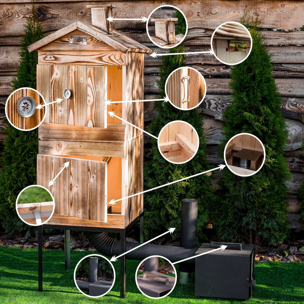 WOODEN SMOKEHOUSE LARGEST 4XL OVEN GARDEN NEWEST IMPREGNATION x2