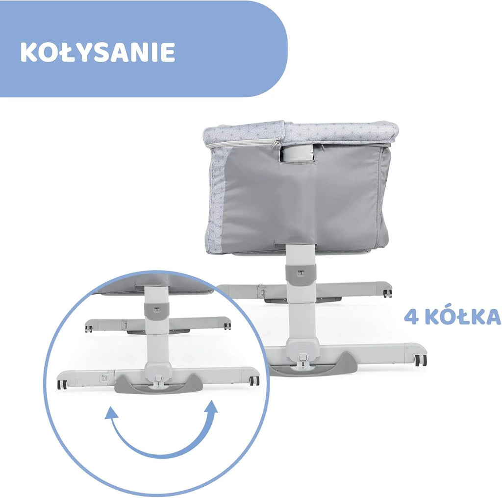Chicco Next2Me Dream Dostawka Dziecięca - Do Wspólnego Spania z Dzieckiem, Materac, Funkcja Bujania, Otwierany Bok, Regulacja Wysokości, Okienka z Siateczki, Kółka i Torba Podróżna, 0-6 miesięcy, 9 kg