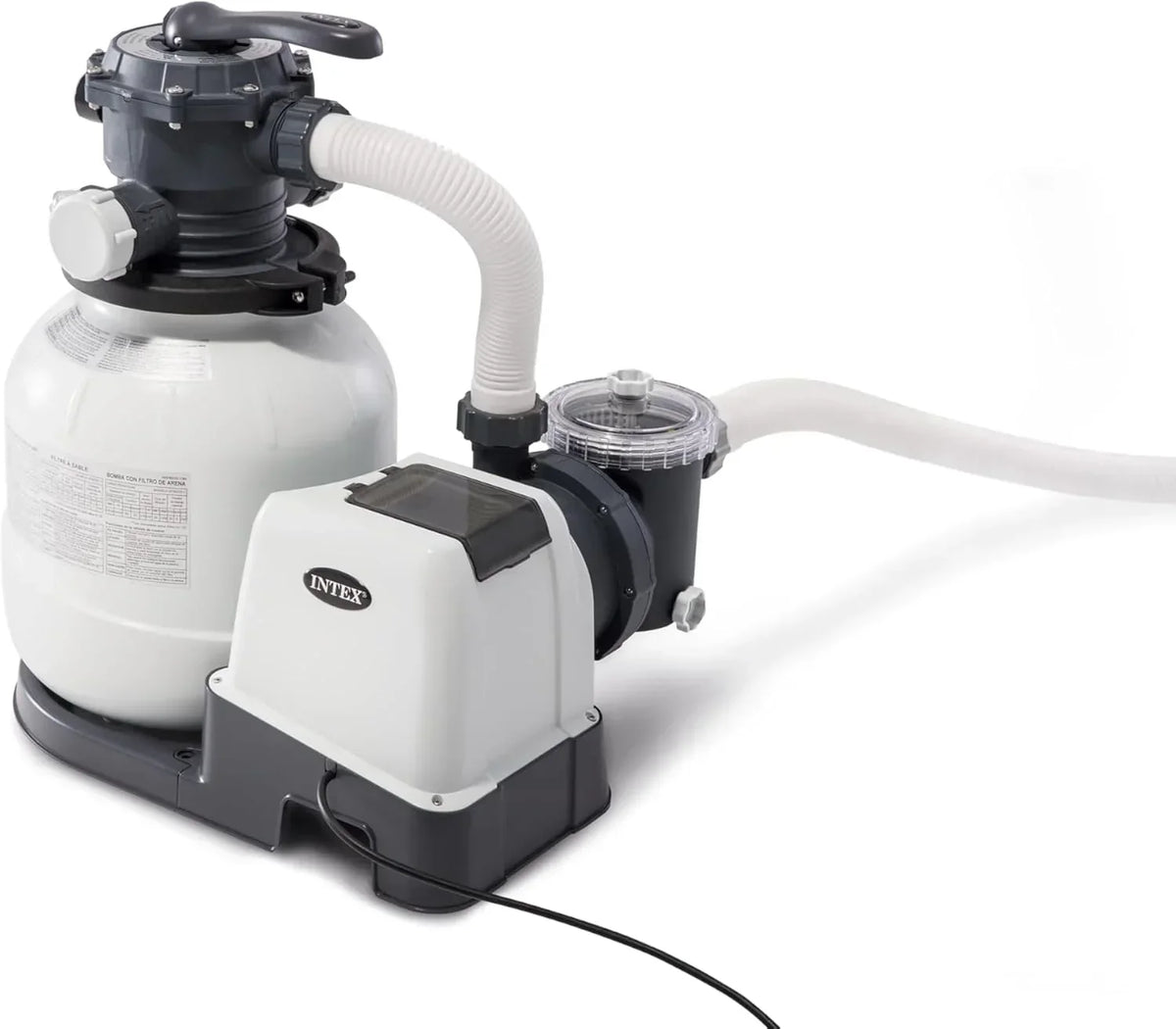 Intex 55228 – Pompa piaskowa Krystal Clear 12 000 l/h, oczyszczacz piaskowy do basenu, filtr do basenu, pompa do basenu/do basenów rozkładanych do 66 000 l, 6 funkcji i system blokowania