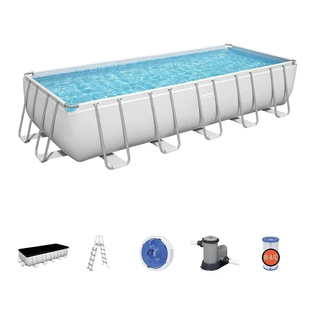 2025 Bestway 5611Z Kompletny zestaw basenowy Power Steel Frame z pompą filtrującą 640 x 274 x 132 cm, jasnoszary