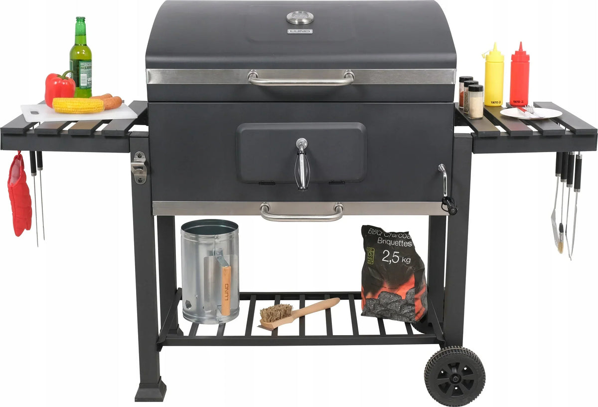 LARGE XXL CHARCOAL GRILL ADJUSTABLE CAST IRON GRATE 78x42.5mm 3 SHELVES LUND