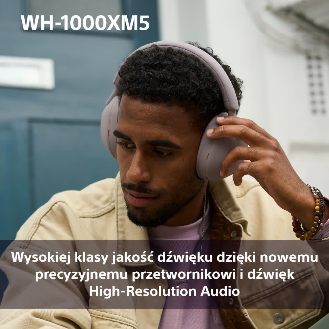 Sony WH-1000XM5 ANC Bezprzewodowe słuchawki nauszne z redukcją hałasu, Bluetooth, krystalicznie czystą jakością rozmów, Hi-Res, do 30 godzin pracy na baterii, szybkie ładowanie, Alexa i Asystent Google, iOS i Android - Czarne