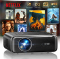 Projektor 4K【1400 ANSI/Netflix w zestawie/Dolby】 Smart Projektor 4K Przenośny Automatyczna ostrość/Korekcja trapezowa WiFi Bluetooth FHD 1080P, HDR10, Projektory WiFi6 Outdoor Zoom 50% do kina domowego/PPT Podwójne HDMI/USB