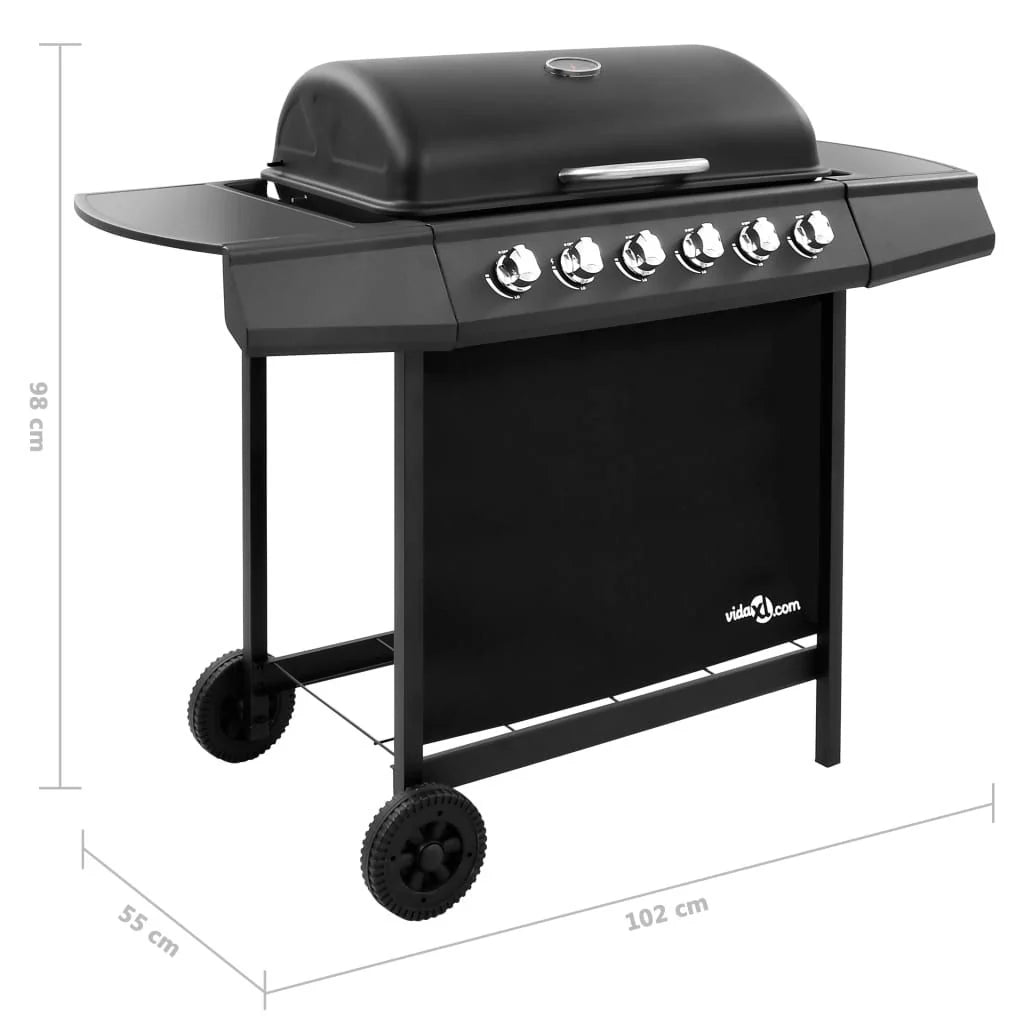 Grill gazowy 6-palnikowy czarny vidaXL