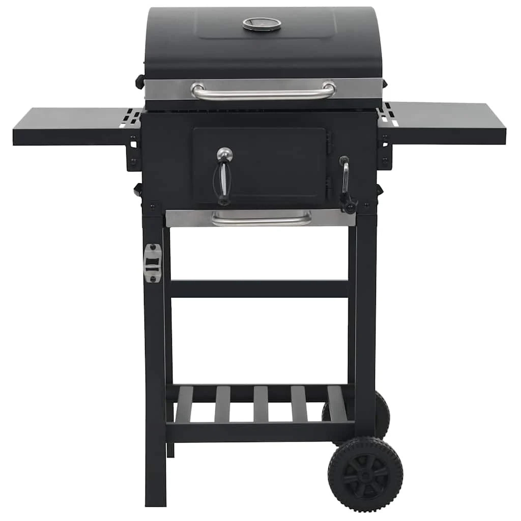 Grill Na Węgiel Drzewny Z Dolną Półką Czarny Vidaxl