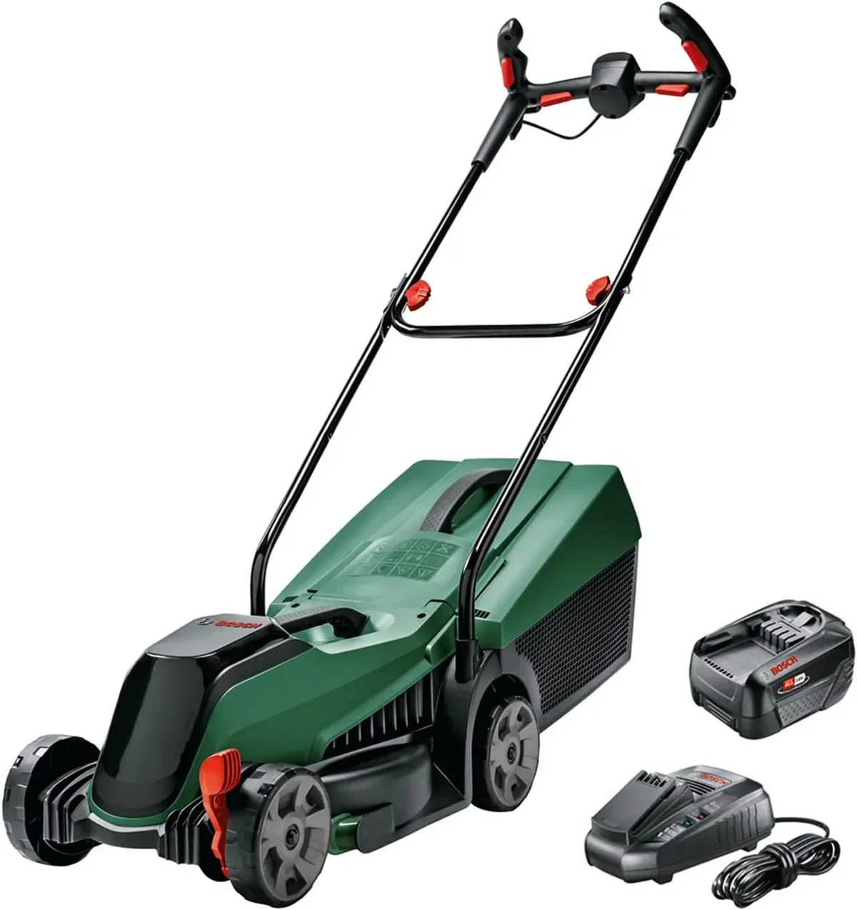 Bosch Home and Garden 06008B9A07 CityMower Akumulatorowa kosiarka do trawy, 18 V, 1 akumulator 4,0 Ah, szerokość koszenia: 32 cm, trawniki do 300 m², opakowanie kartonowe