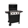 Lofoten - Grill gazowy ogrodowy 3 palniki 8,4 kW na kółkach z pokrywą, 2 ruszty ze stali chromowanej, 2 półki boczne, 1 dolna taca i termometr - czarny