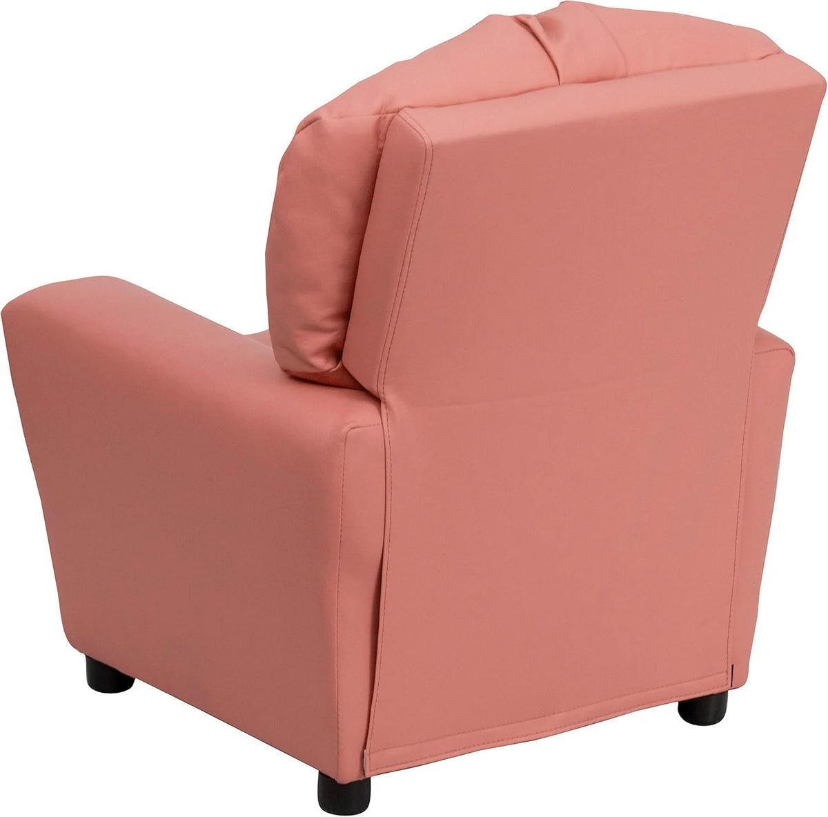 Flash Furniture Contemporary Kids Recliner with Cup Holder, Wood, Beige Vinyl, 26" x 21" x 21"