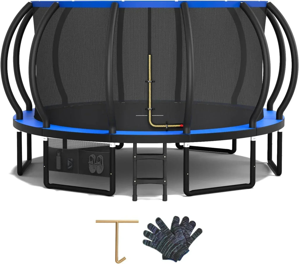 Devoko Trampolina Ogrodowa dla Dzieci Ø 228/305/366/427 cm, Trampolina Zewnętrzna "Dynia" z Certyfikatem GS z Siatką Bezpieczeństwa, Drabinką, Udźwig 150 kg