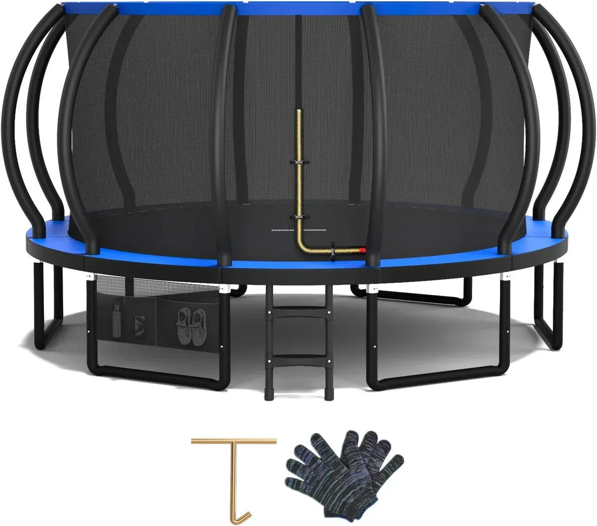 Devoko Trampolina Ogrodowa dla Dzieci Ø 228/305/366/427 cm, Trampolina Zewnętrzna "Dynia" z Certyfikatem GS z Siatką Bezpieczeństwa, Drabinką, Udźwig 150 kg