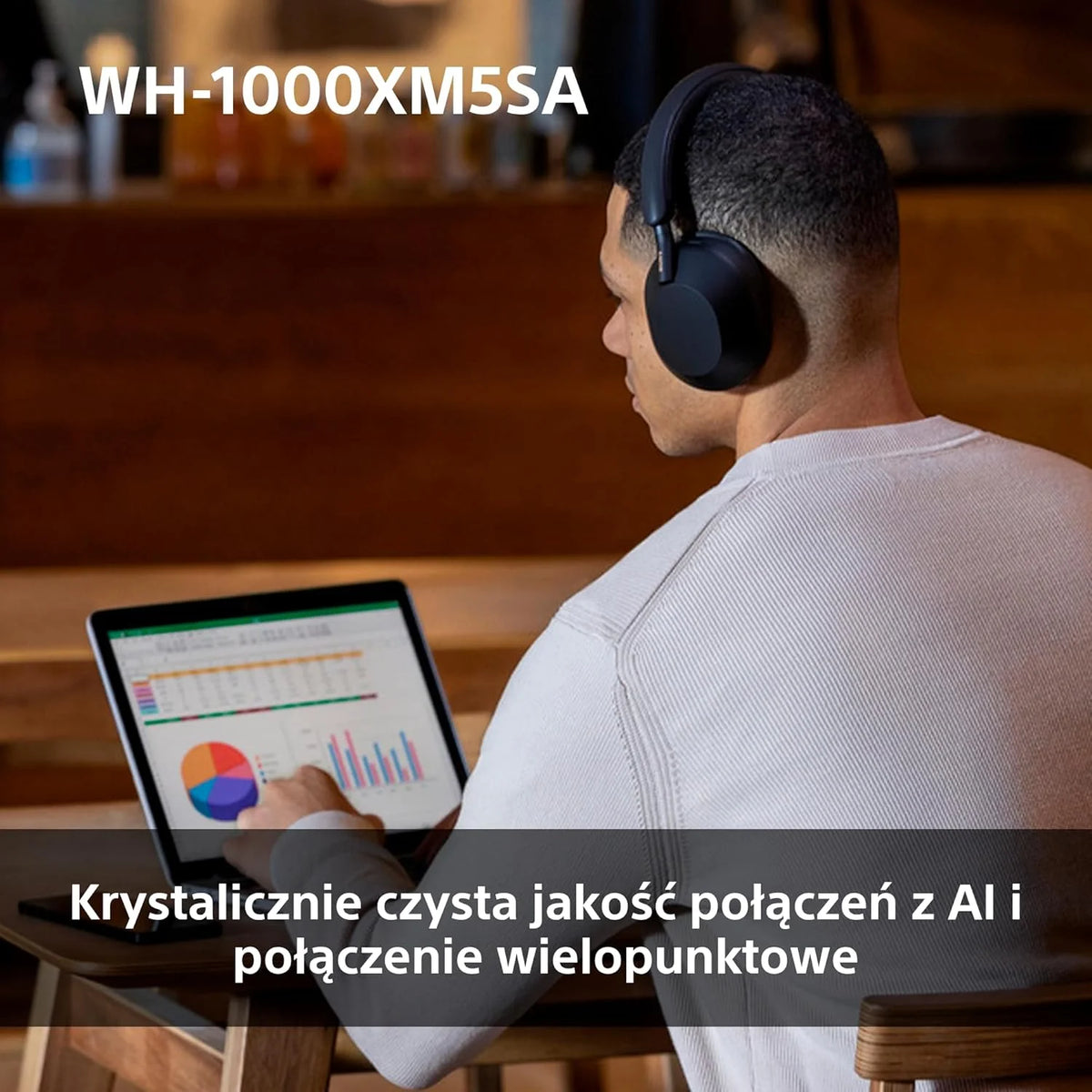 Sony WH-1000XM5 ANC Bezprzewodowe słuchawki nauszne z redukcją hałasu, Bluetooth, krystalicznie czystą jakością rozmów, Hi-Res, do 30 godzin pracy na baterii, szybkie ładowanie, Alexa i Asystent Google, iOS i Android - Czarne