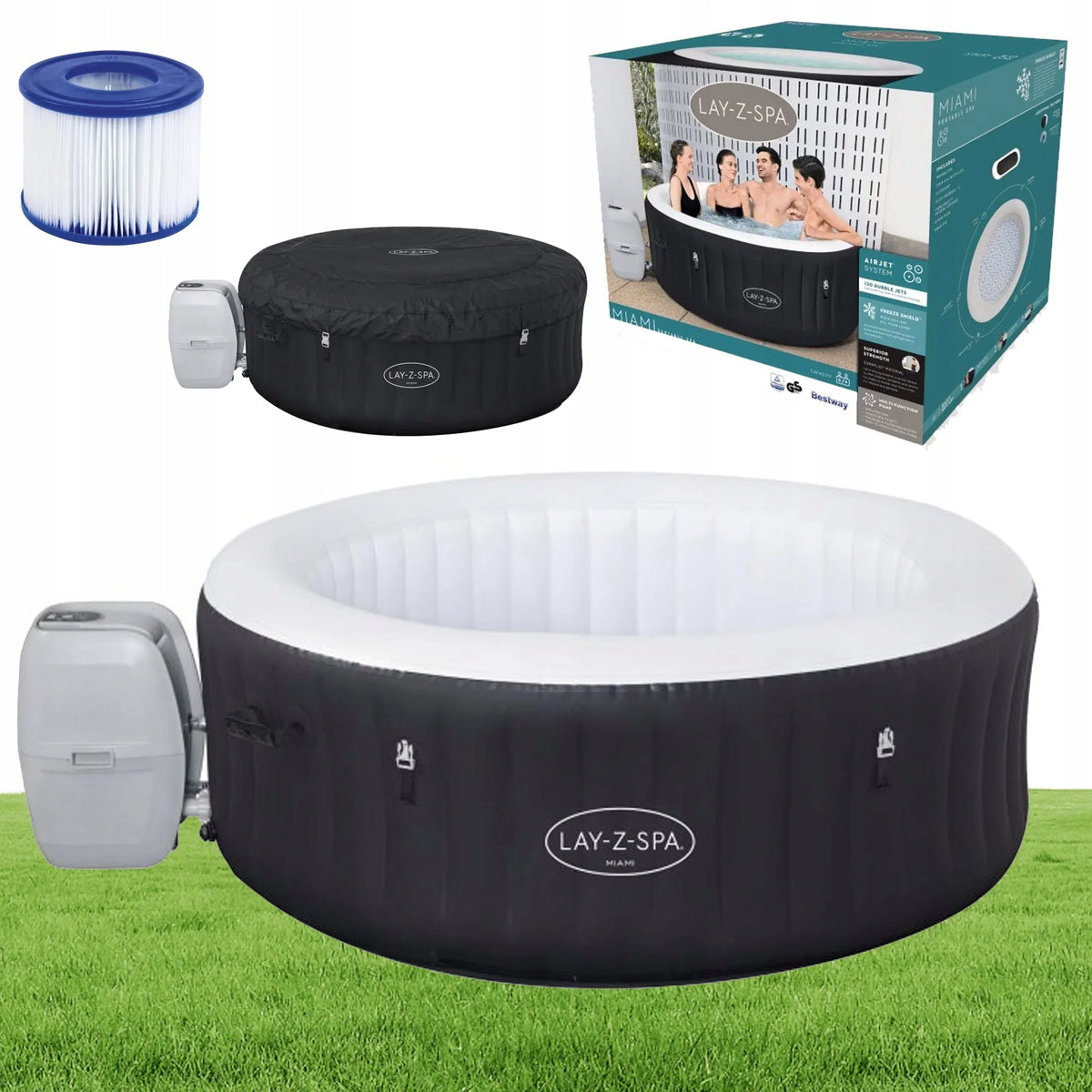 DMUCHANY BASEN SPA BESTWAY LAY-Z-SPA MIAMI 60001 JACUZZI HYDROMASAŻ 40C