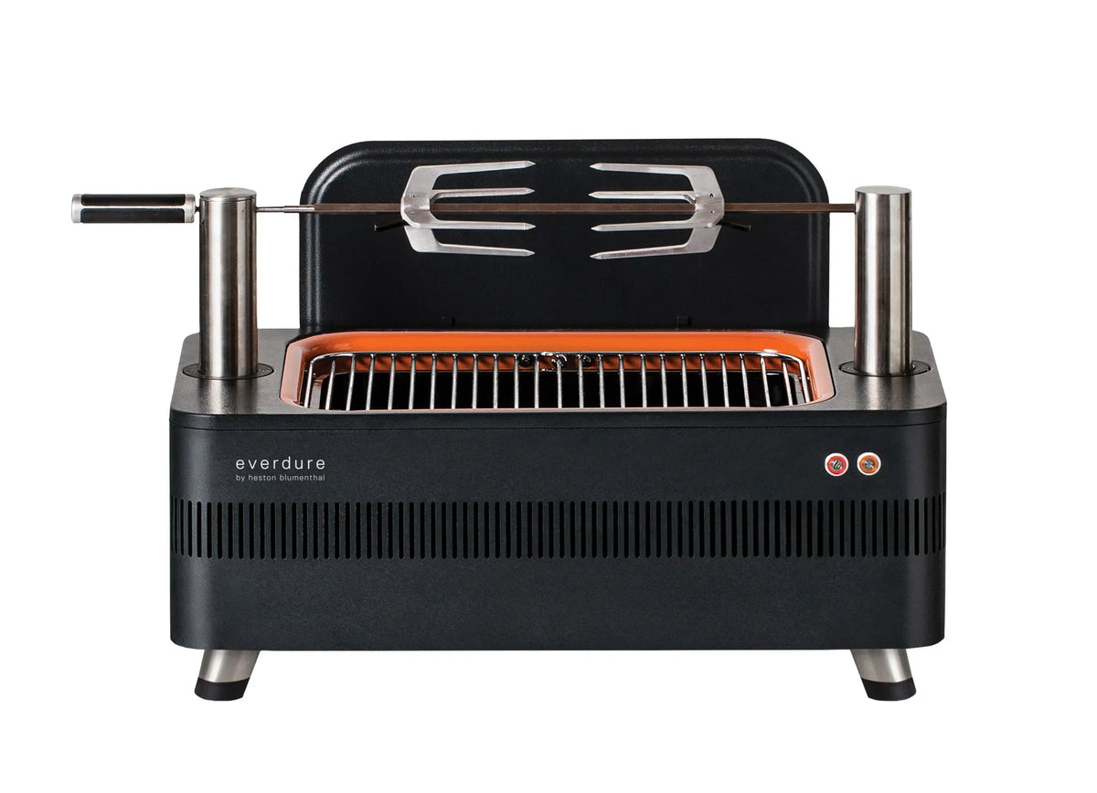 2026 Grill Węglowy z Zapłonem Elektrycznym – Szybki Zapłon Płomienia 1400W Fast Flame Ignition™ – Zawiera Rożen Obrotowy (15 kg) i Stojak